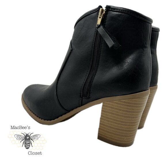 Maurices Black Vegan Leather Western Style Cowgirl Boots Black 9.5 in Womens - Picture 3 of 16